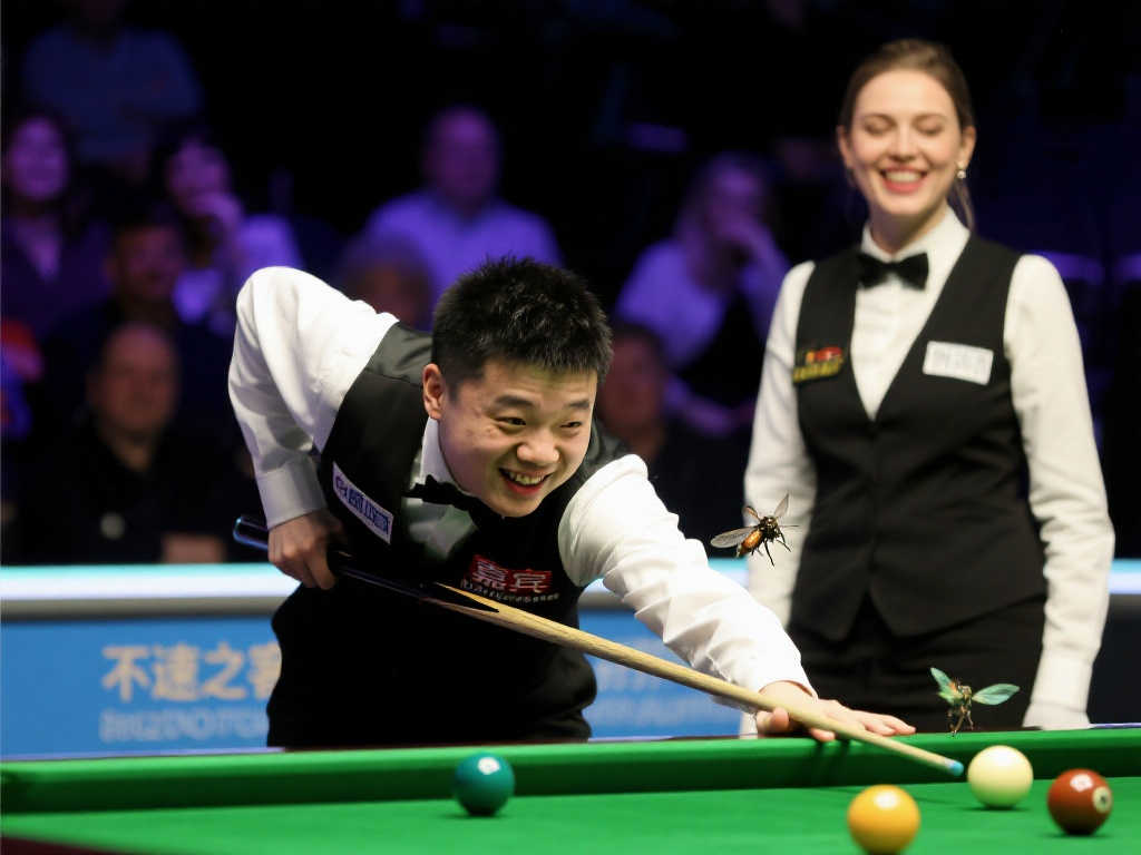 意外干扰!赵心童击球屡遭苍蝇“捣乱”,美女裁判波兹诺娃忍俊不禁 意外干扰!赵心童击球屡遭苍蝇“捣乱”,美女裁判波兹诺娃忍俊不禁